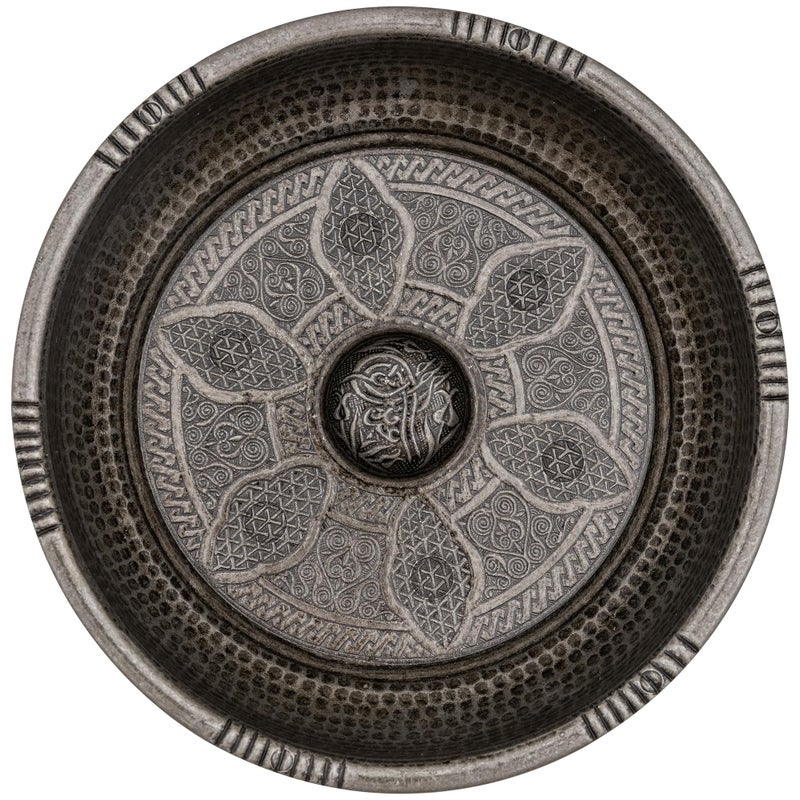 Alisveristime Traditional Turkish Bath Hammam Bowl with Authentic Motifs (440gr (15.50 oz) Made of Zinc (7.87-Inch Diameter) (Black) - Image 4